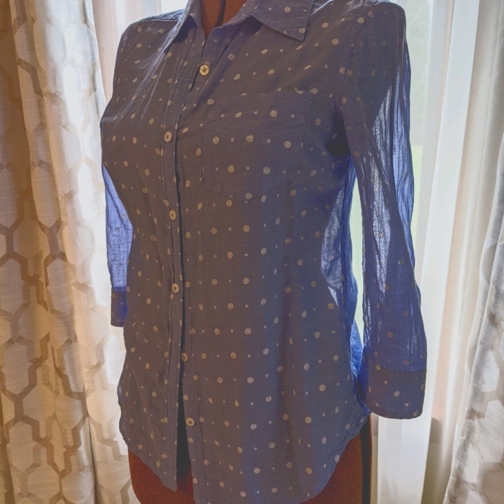 So Perfect Shirt Blue Polka Dot Light Chambray
